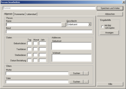 Der Dialog zum Eingeben einer Person