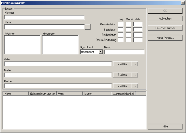 Der Personenauswahl-Dialog