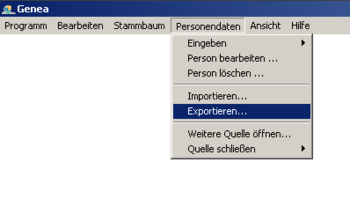 Menüpunkt Personendaten - Exportieren