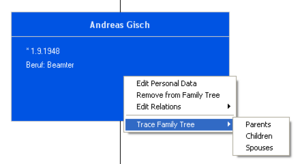 The menu that shows the selection of the trace-directions.