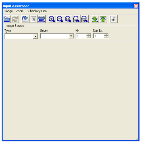 The Input-Assistance is used for displaying a data source from a scanner or digital camera for easy input and for creating connections to the entered data.